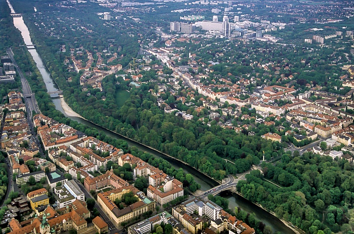Luftbild aus Zeppelin: Lehel, Isar, Bogenhausen München